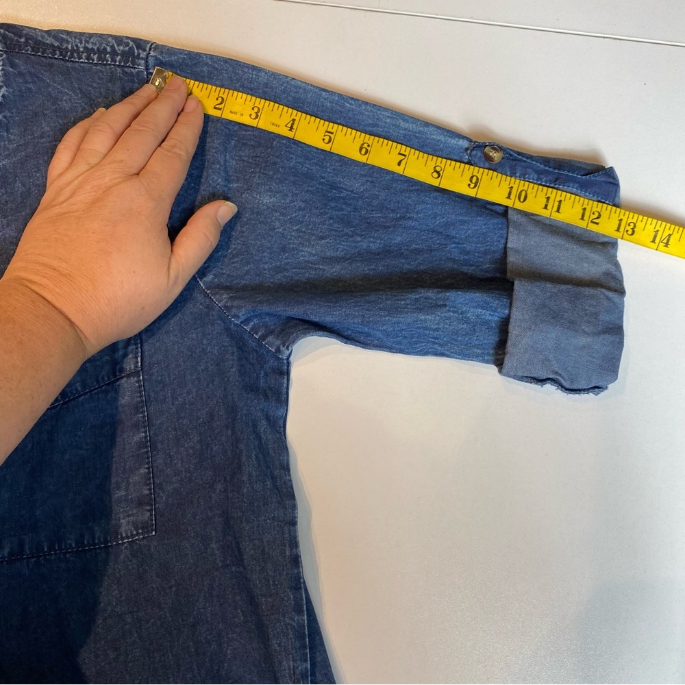 Speed Control New York Womens Blue Denim Roll Tab Sleeve Shirt Dress Size L NWT - Picture 5 of 8